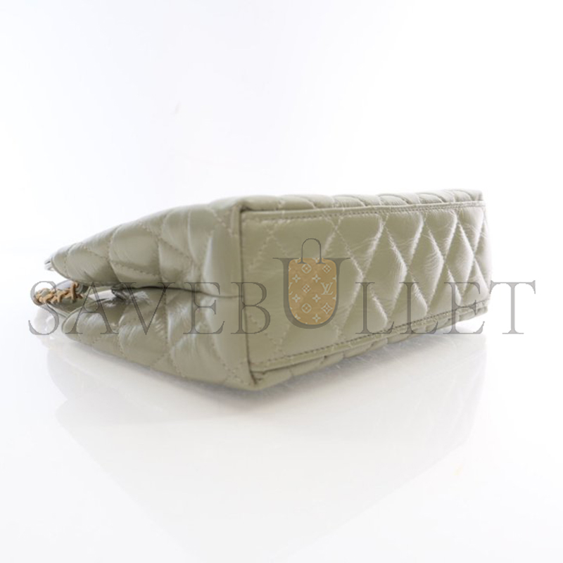 CHANEL MASTER NANO SAGE GREEN GLAZED CALFSKIN KELLY SHOPPER AS4416 (19*13*7cm)